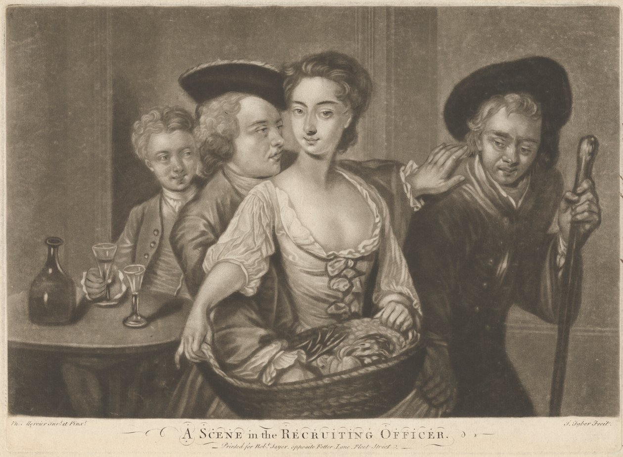 En scene i "The Recruiting Officer" av John Faber the younger