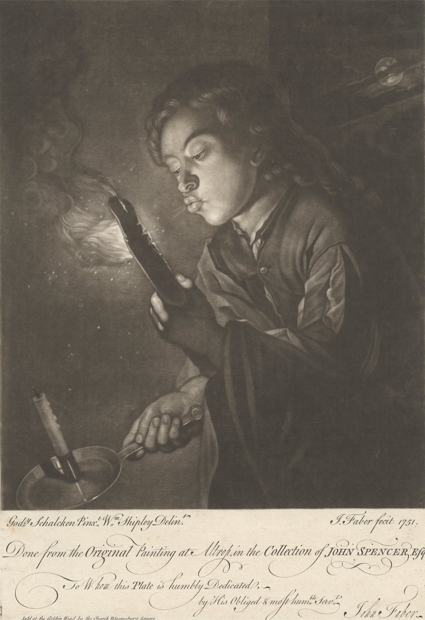 Gutt tenner et lys av John Faber the younger