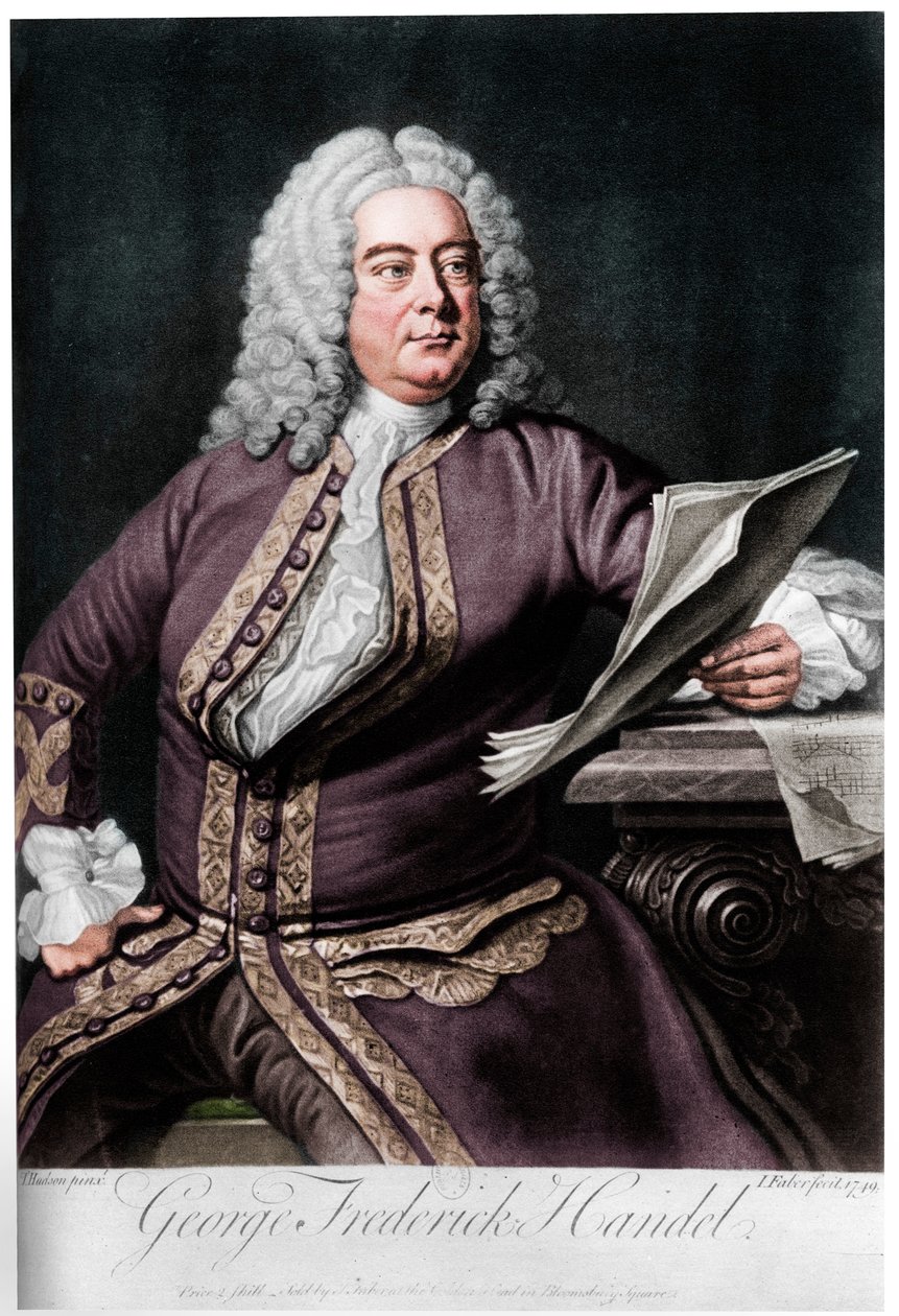 George Frideric Handel , tyskfødt britisk barokkkomponist, 1749 av John Faber the younger