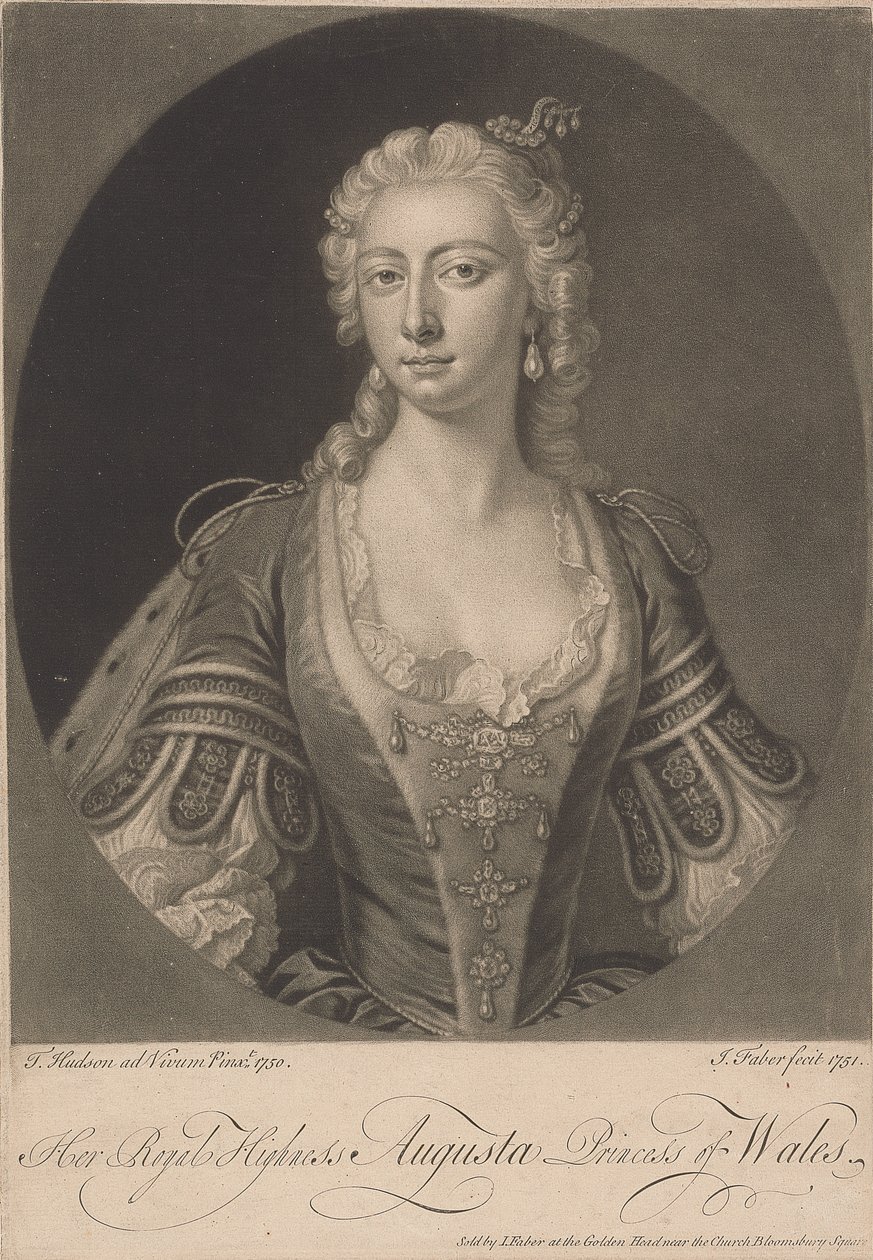 Hennes kongelige høyhet Augusta prinsesse av Wales, 1751 av John Faber the younger