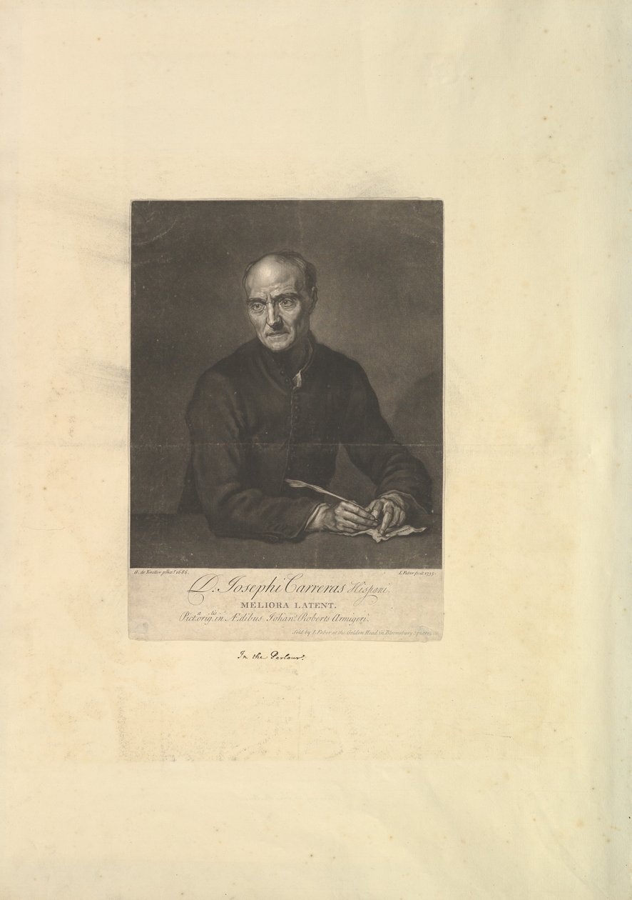 Portrett av Joseph Carreras, 1735. av John Faber the younger