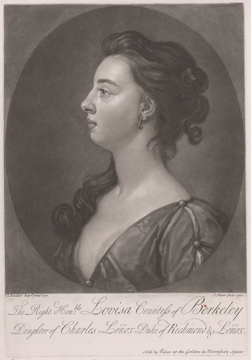 Den rette ærede Louisa-grevinnen av Berkeley, datter av Charles Lenox hertug av Richmond og Lenox av John Faber the younger