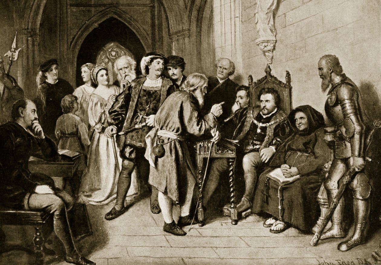 James IV i råd før slaget ved Flodden, 1513, illustrasjon fra 'Hutchinson's Story of the British Nation', ca. 1923 av John Faed