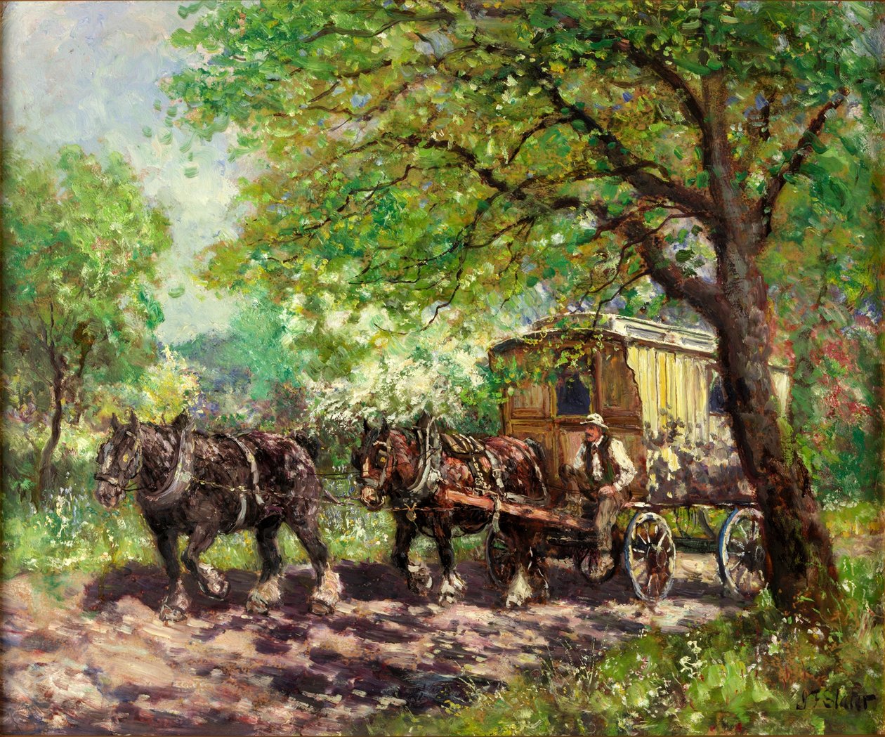 To hester og en campingvogn av John Falconar Slater