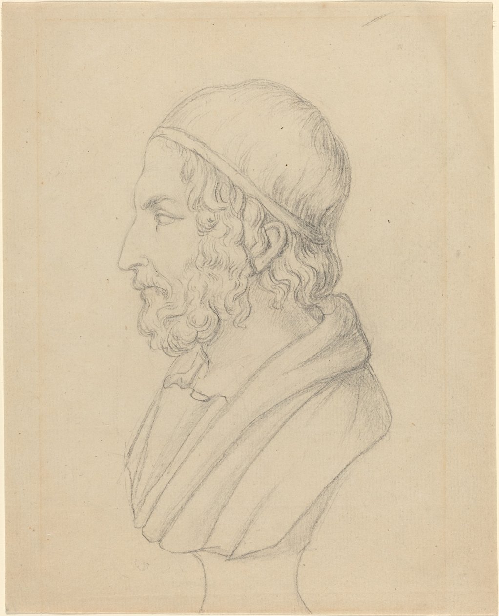 Klassisk portrettbyste av en skjeggete mann av John Flaxman