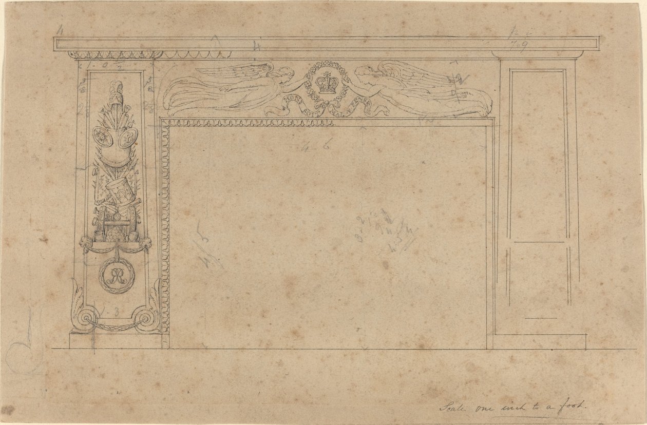 Design for skorsteinsstykket i Throne Room, Buckingham Palace av John Flaxman
