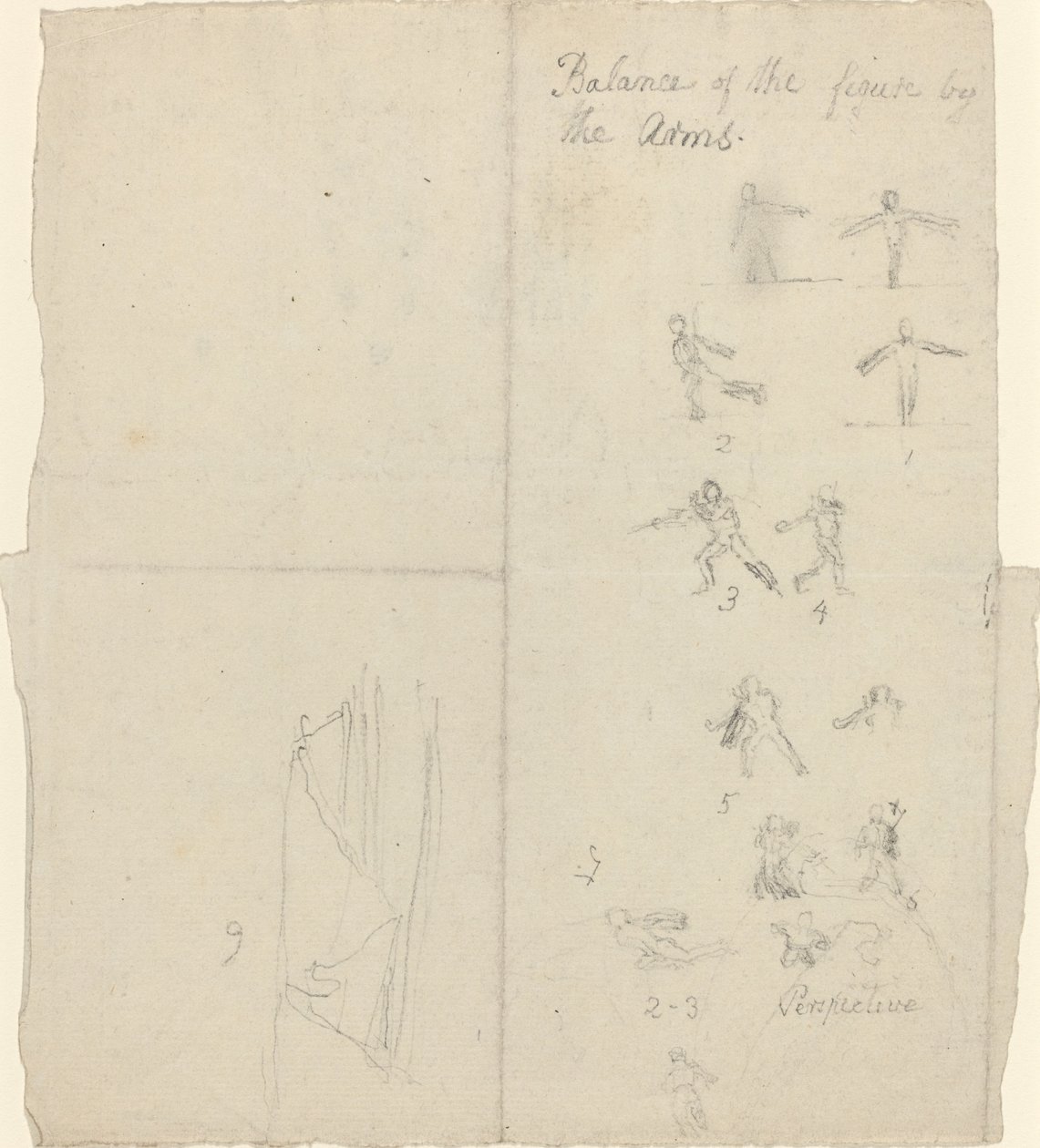 Figurer som illustrerer balanse og perspektiv [recto] av John Flaxman