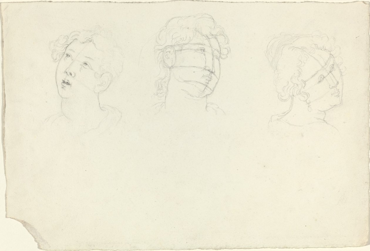 Hodet for Maria Magdalen og to hellige (?) av John Flaxman