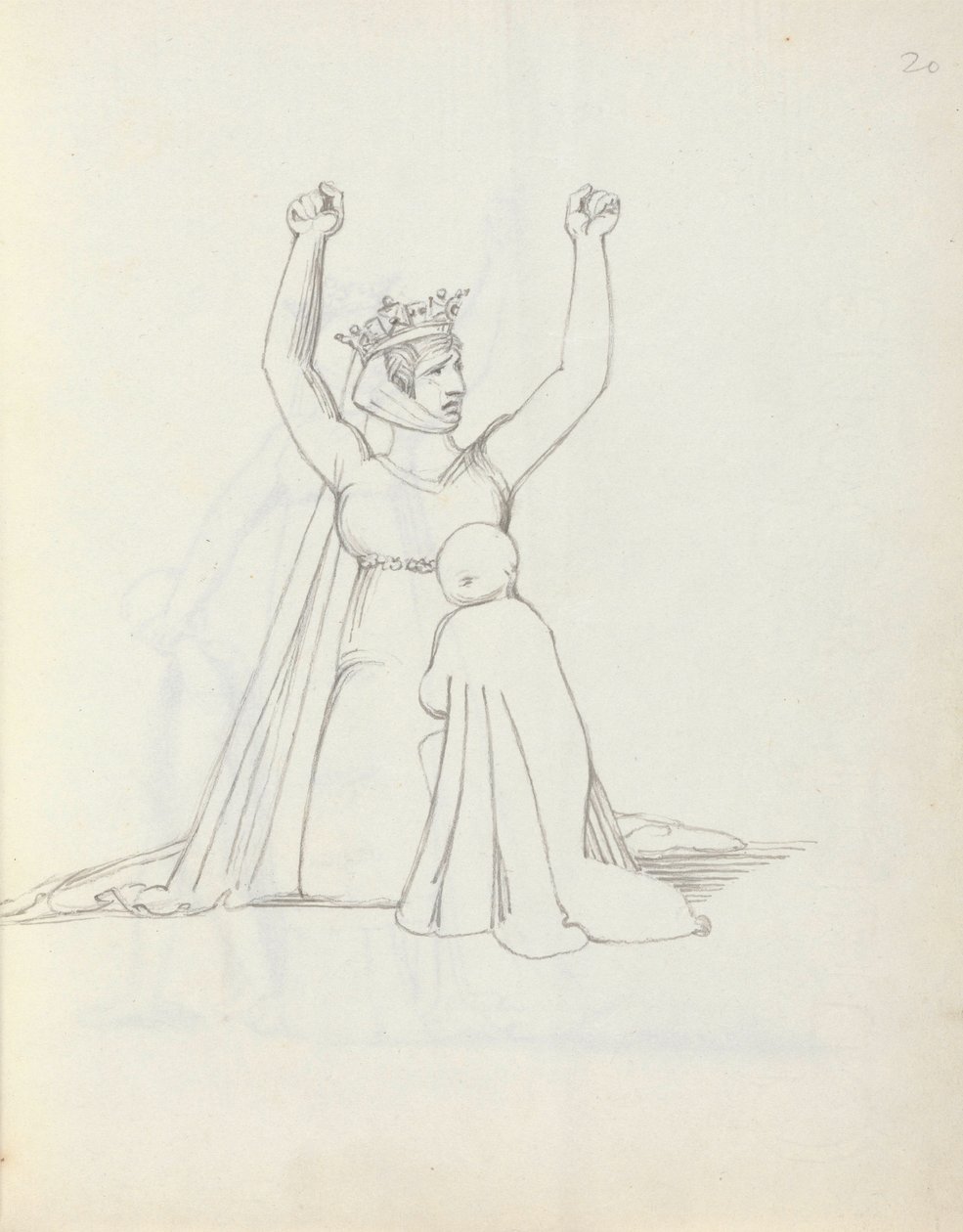 Fru Siddons som Constance, 1783 (penn, blekk og vask på papir) av John Flaxman