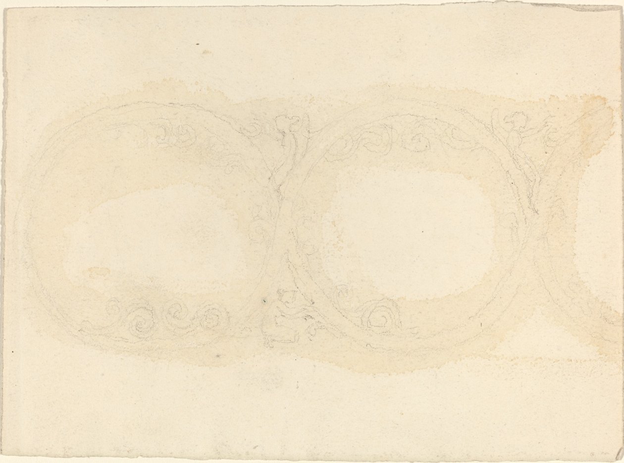 Ornamental kantdesign med bevingede kvinnefigurer av John Flaxman