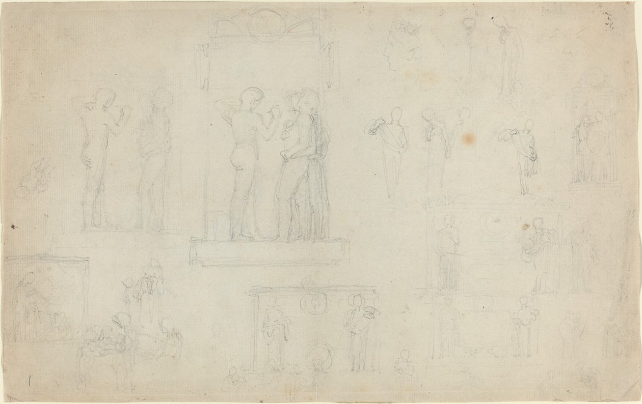 Ark med skisser [rekto og verso] av John Flaxman
