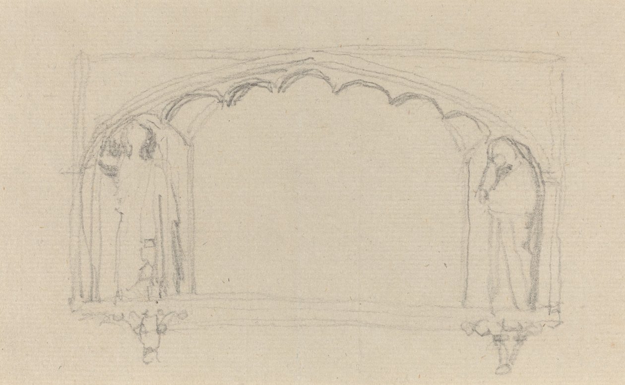 Skisse for et gotisk monument (Simcoe-monumentet?) av John Flaxman