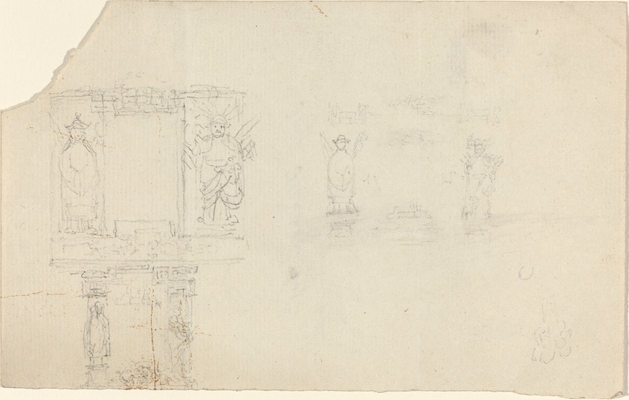 Struktur med figurer i asiatisk kjole (illustrasjon for "Kisten"?) av John Flaxman