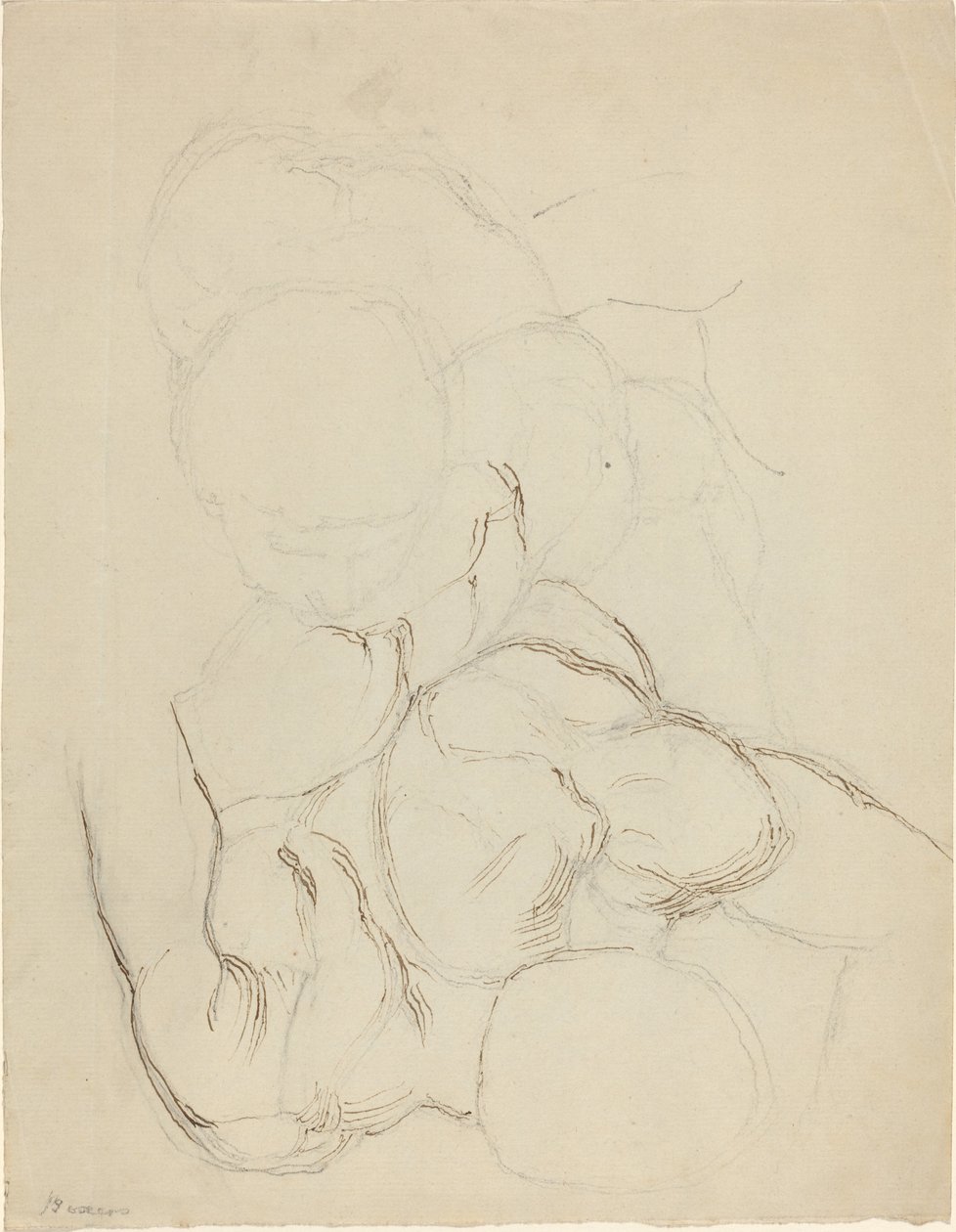 To mannlige nakenbilder sett ovenfra av John Flaxman