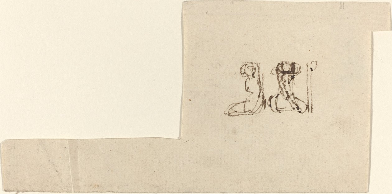 To sittende kvinnefigurer med armene løftet over hodet av John Flaxman