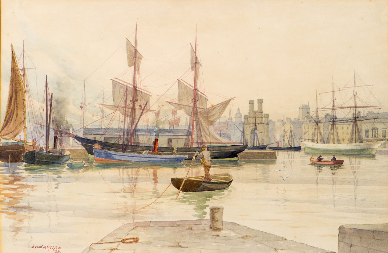 Dundee legger til kai med hvalfangstfartøy av John Francis Pollock