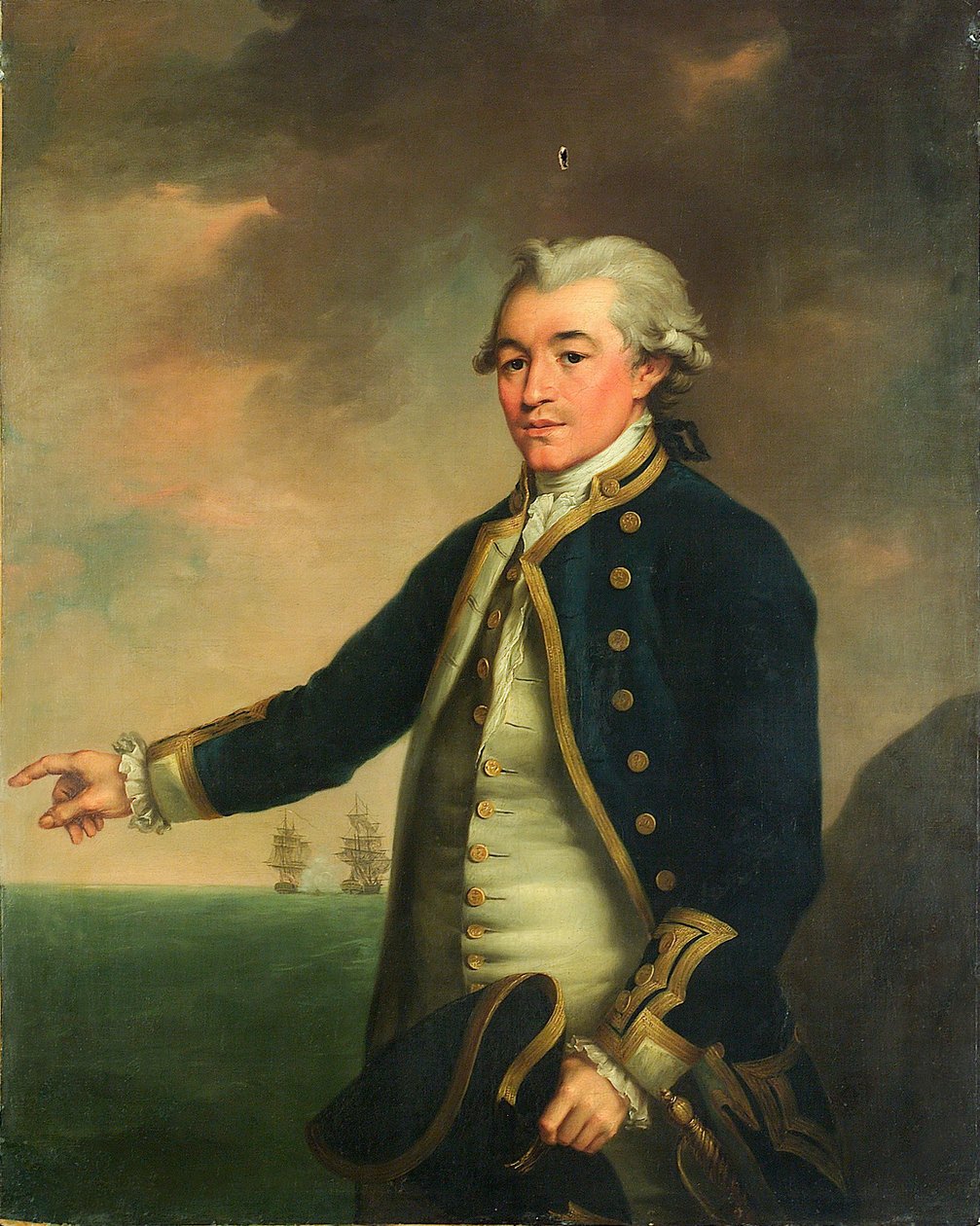 Portrett av kaptein Peacock, ca. 1780 (olje på lerret) av John Francis Rigaud