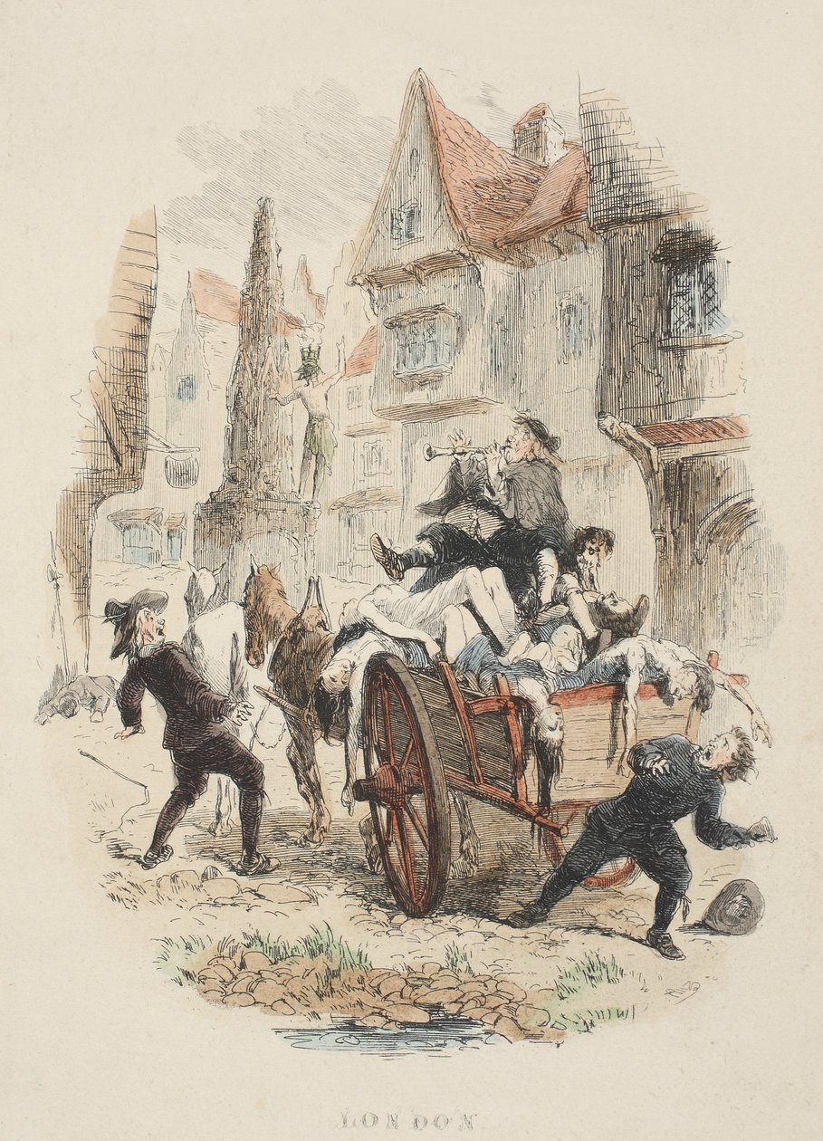 Tittelside fra Old St. Pauls, av William Harrison Ainsworth, pub. 1855 (håndfarget gravering) av John Franklin