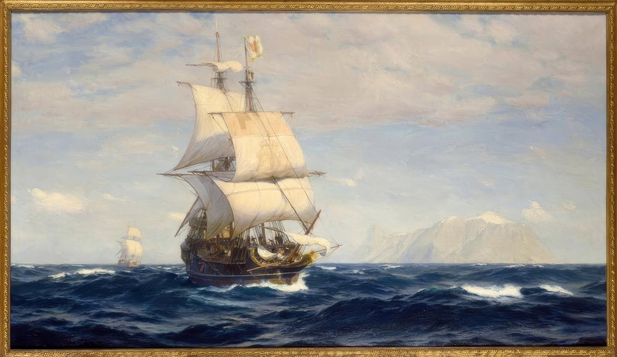 John Fraser: Magellan in the Strait / maleri av John Fraser