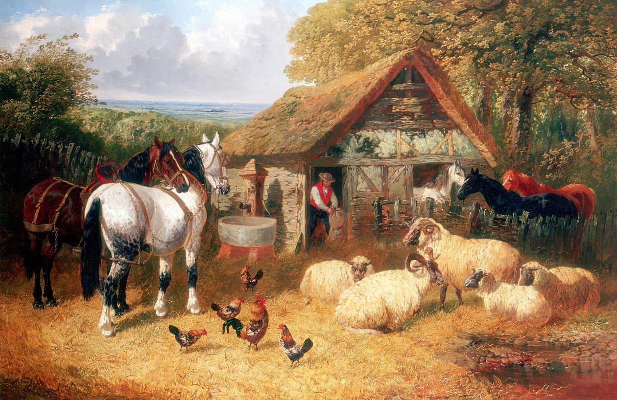 Gårdstun, c1840-c1900 av John Frederick Herring II