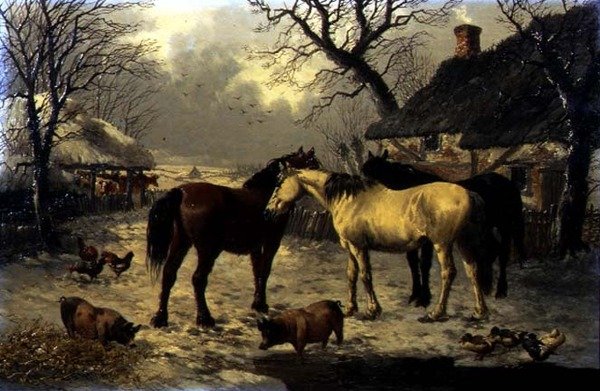 En vintergårdsscene av John Frederick Herring Jnr