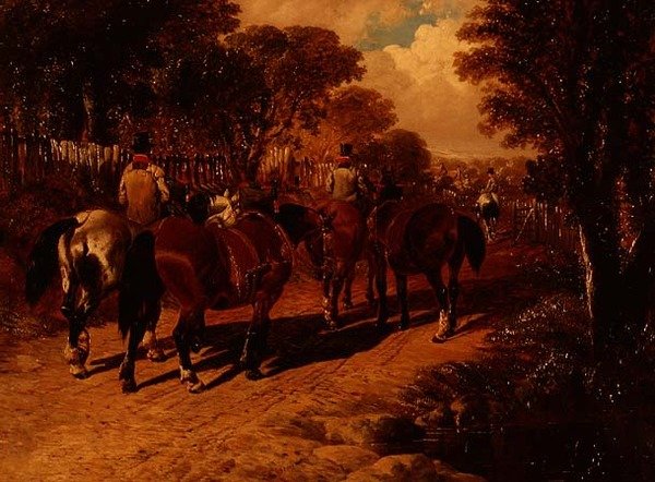 Trener hester og brudgom på en sti av John Frederick Herring Jnr