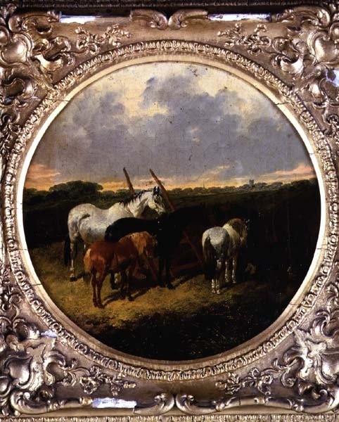Hester ved en rulle i en eng av John Frederick Herring Jnr