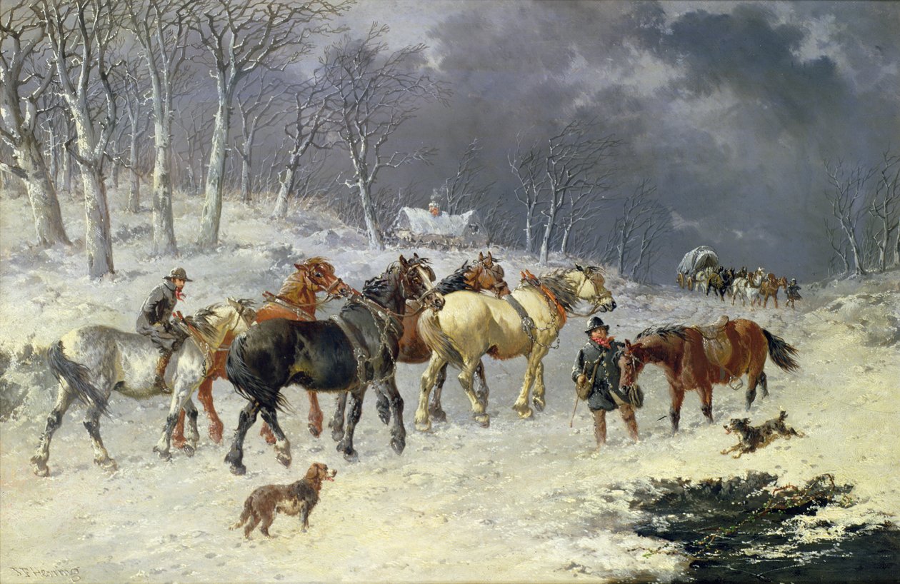 Hester i snøen av John Frederick Herring Junior