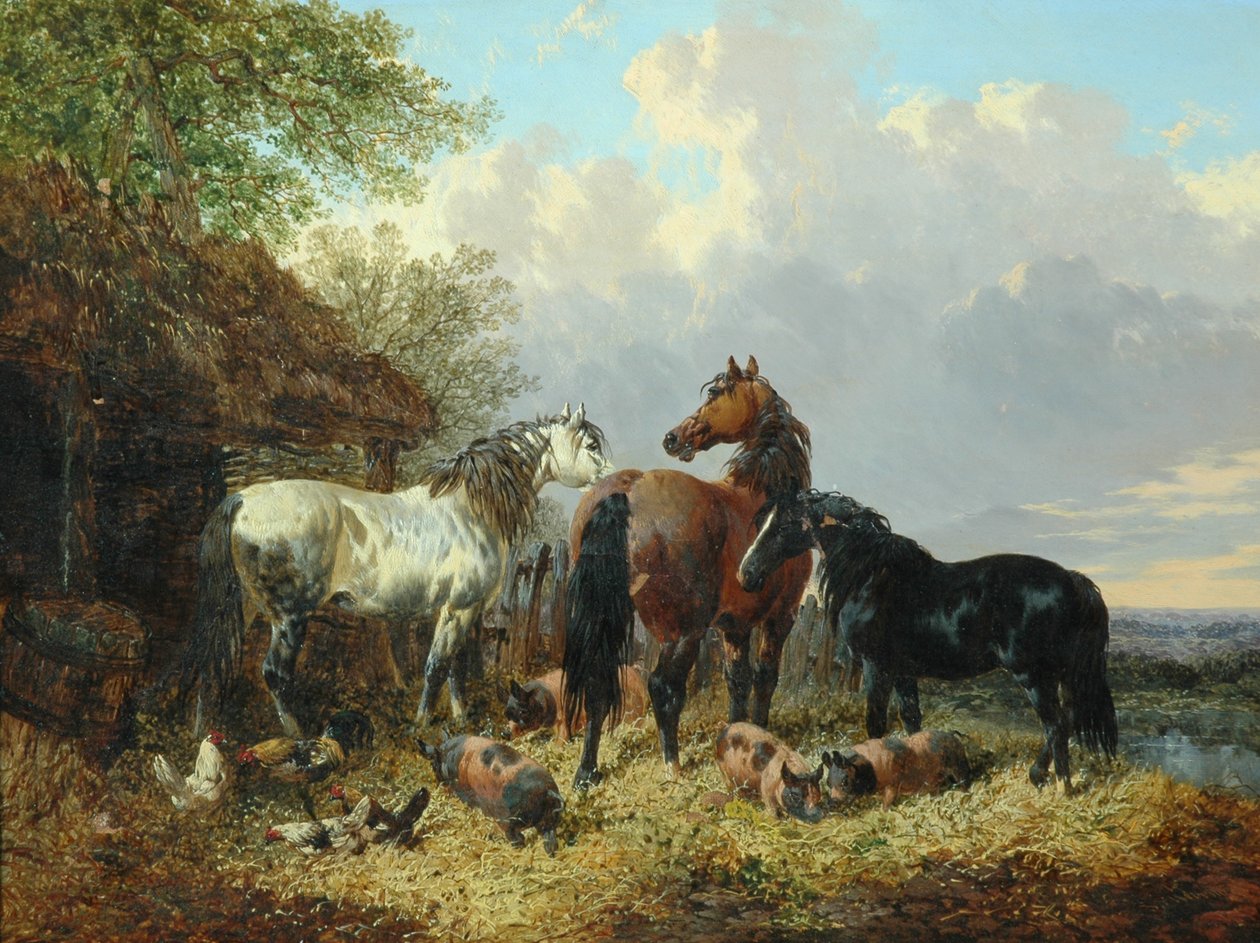 Tre hester med griser av John Frederick Herring Junior