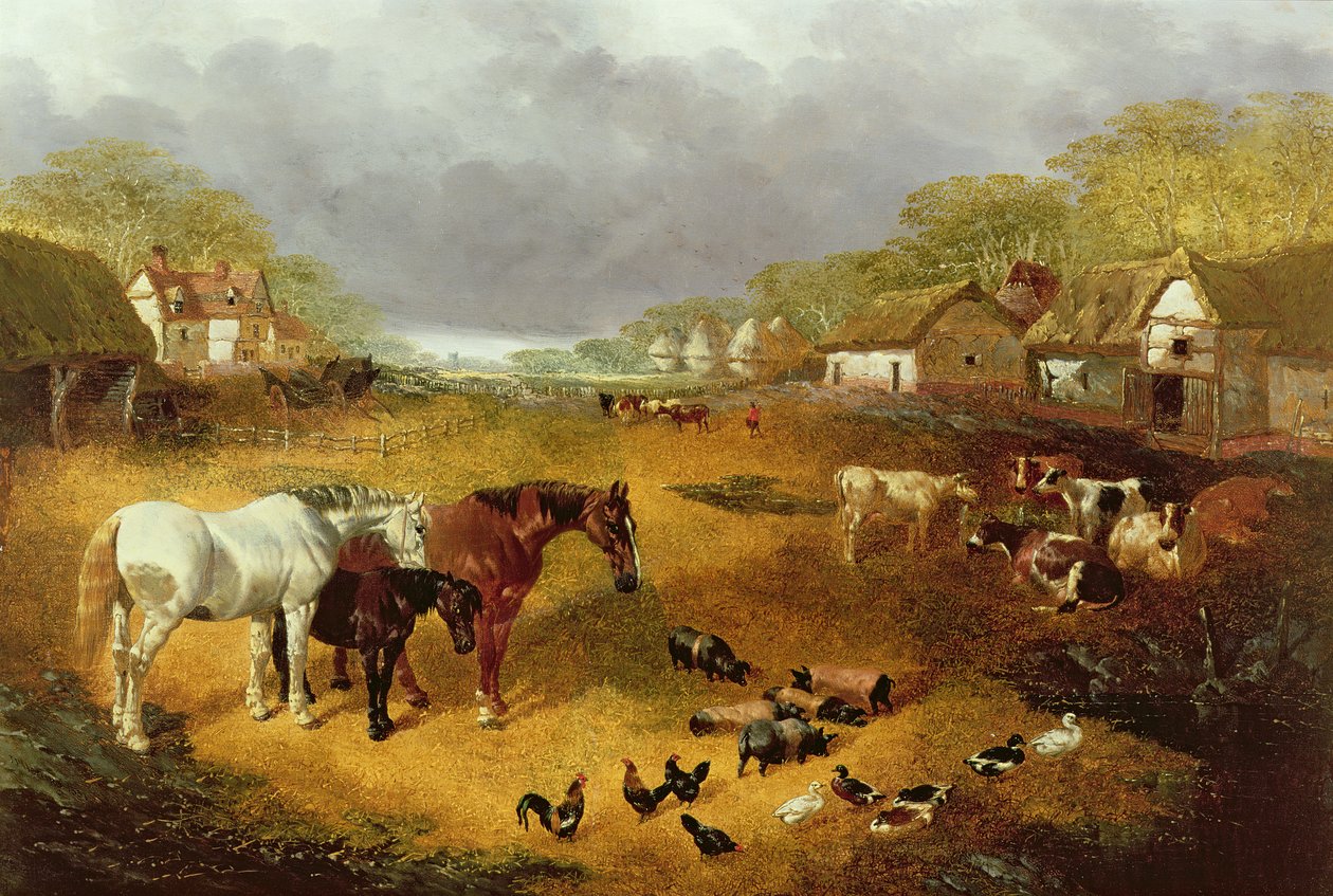 Et gårdstun på våren, 1800-tallet av John Frederick Herring Senior