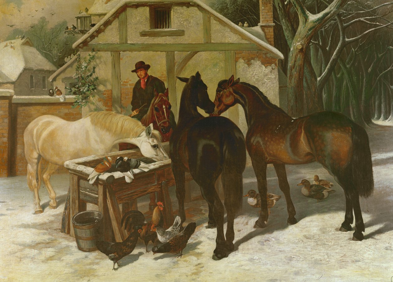 Ved vanntrauet om vinteren av John Frederick Herring Senior
