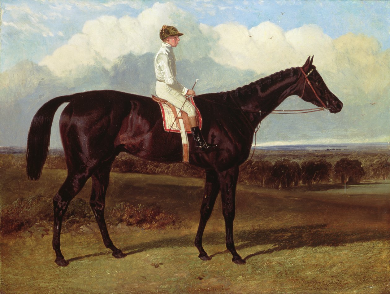 Jonathan Wild en Dark Bay Race Horse, i Goodwood, T.Ryder opp, 1846 av John Frederick Herring Senior