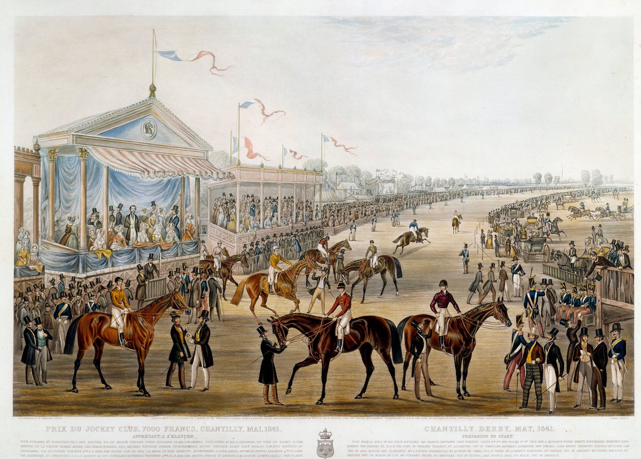 Prix du jockey club a Chantilly i 1841 Trykk av John Frederick Herring (1795-1865) av John Frederick Herring Senior