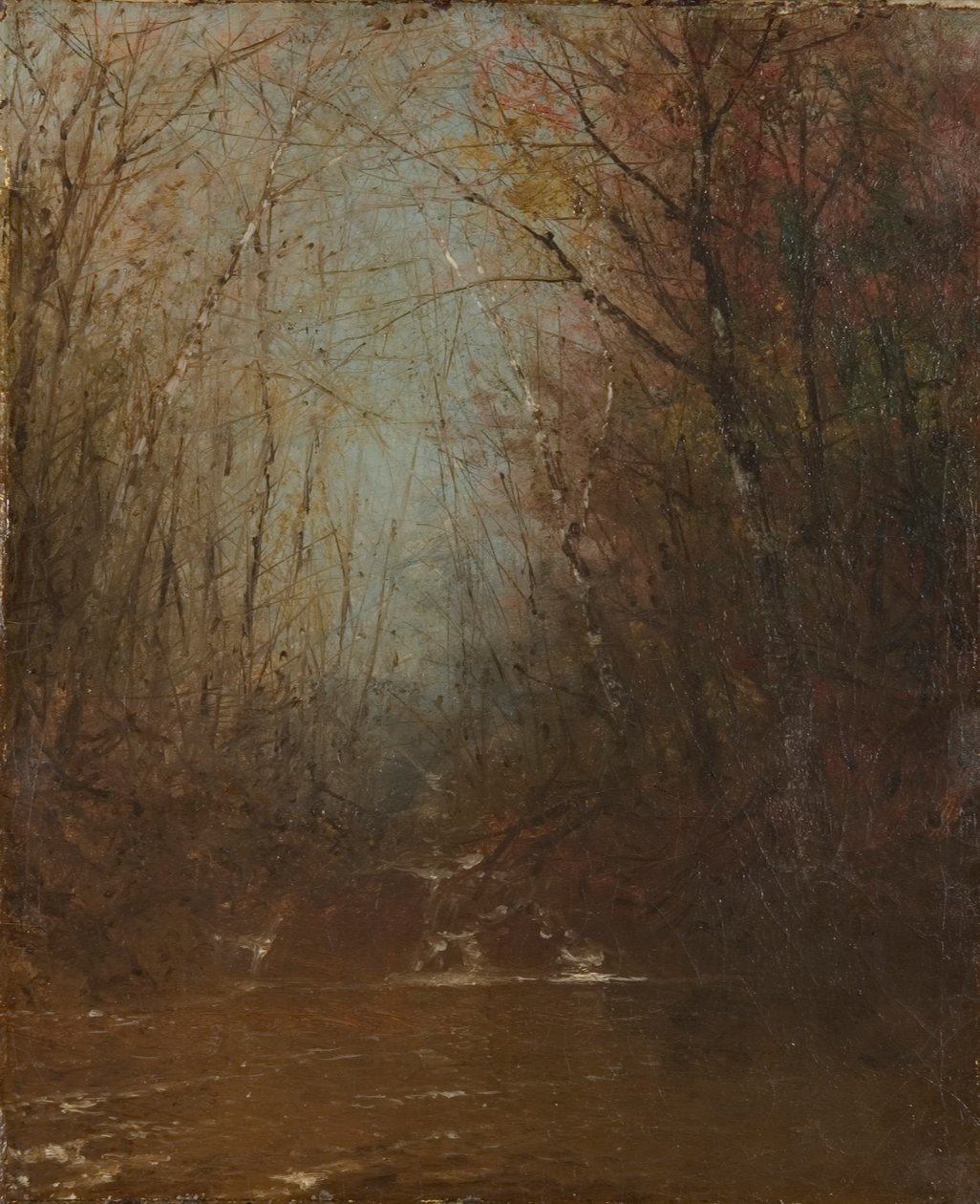 Skoginteriør med bekk, ca. 1860-1870. av John Frederick Kensett