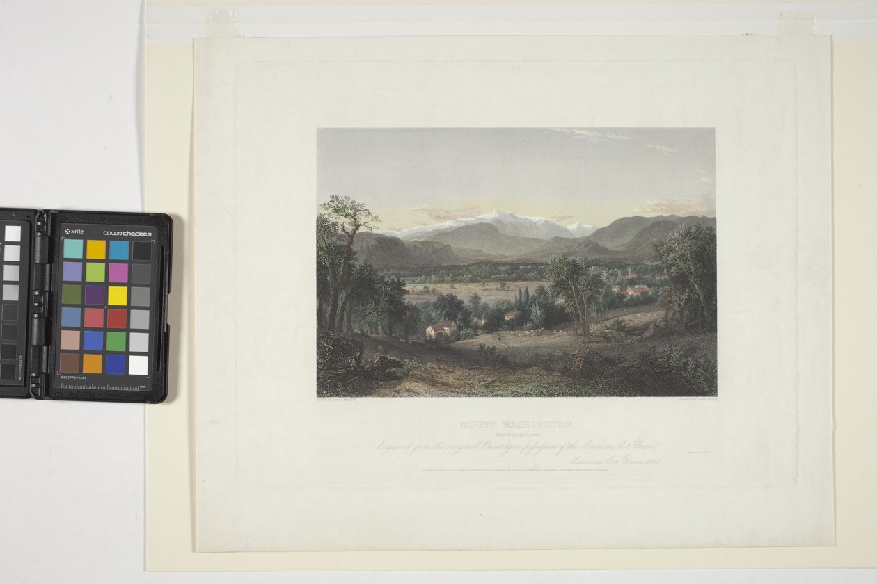 Mount Washington fra The Valley Of Conway (håndfarget gravering) av John Frederick Kensett