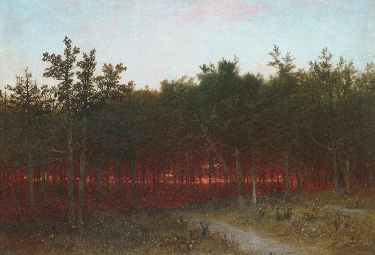 Skumring i sedertrærne ved Darien, Connecticut av John Frederick Kensett