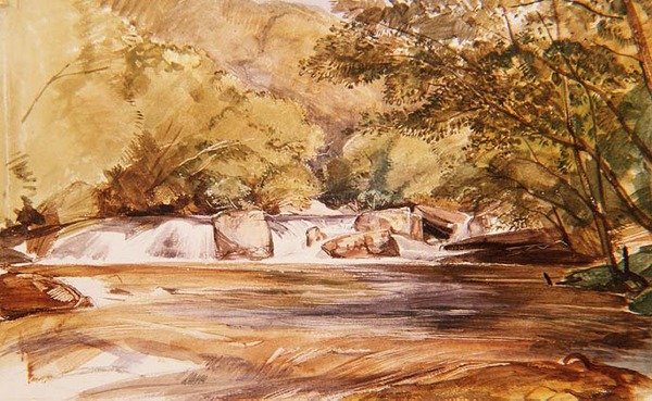 Et basseng og Scottish River av John Frederick Lewis