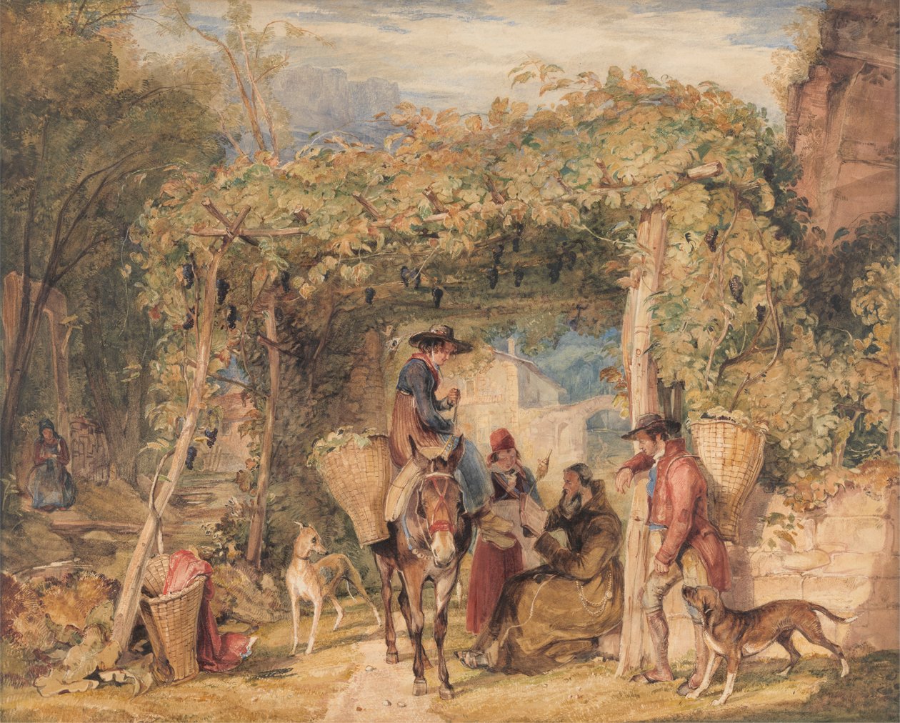 Figurer og dyr i en vingård av John Frederick Lewis
