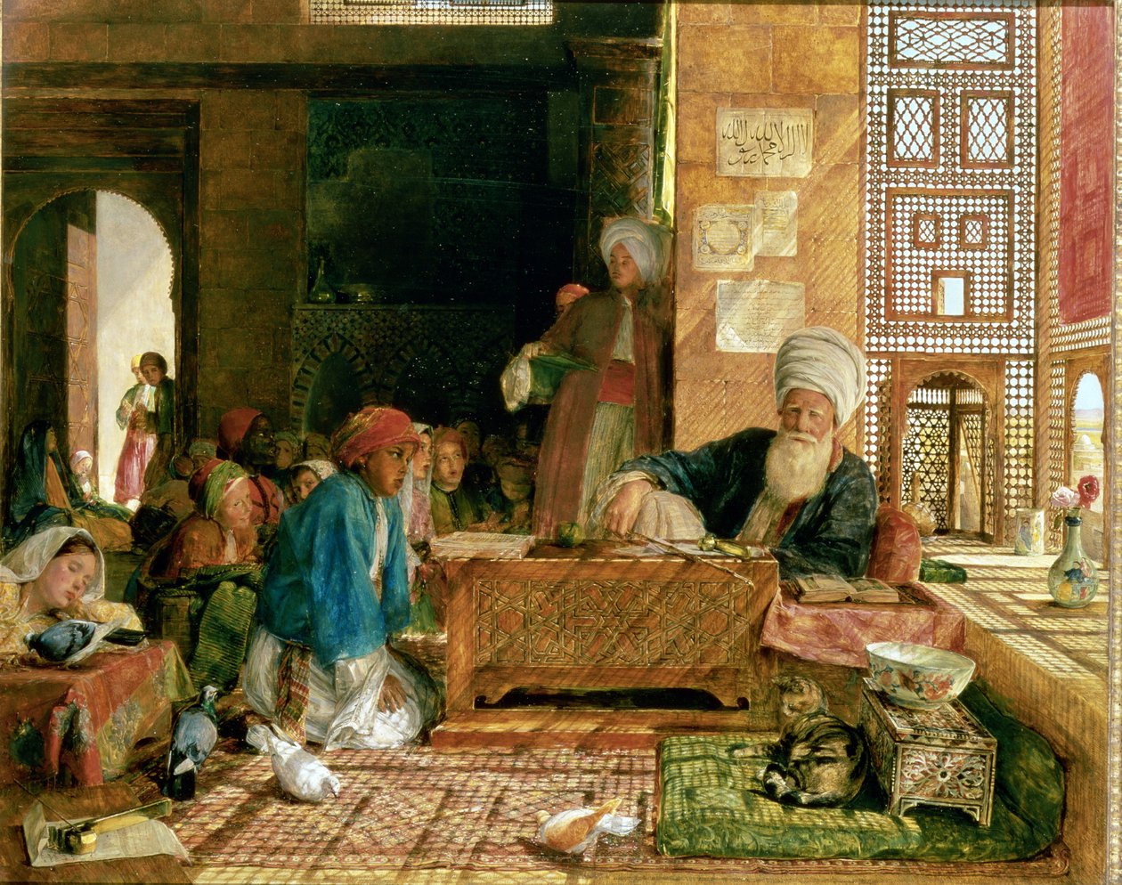 Interiør av en skole, Kairo (se også 22700 og 43799) av John Frederick Lewis