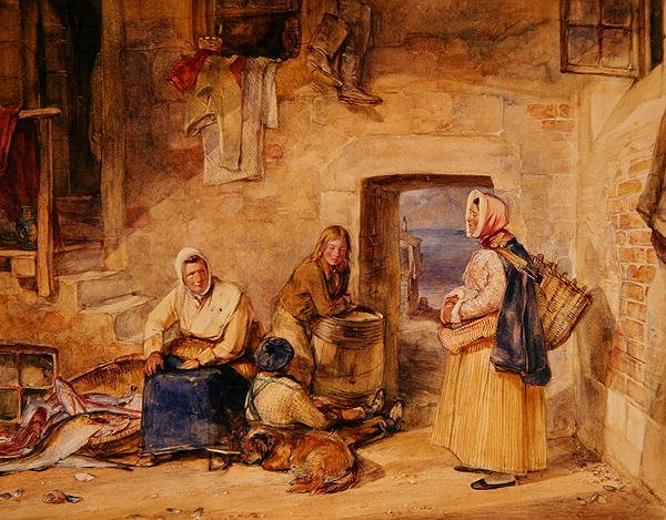 Newhaven Fisherwomen, Edinburgh, ca. 1831-32 (akvarell på papir) av John Frederick Lewis