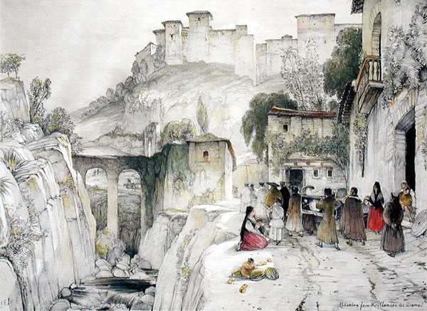 En del av Alhambra fra Alameda del Darro, fra 