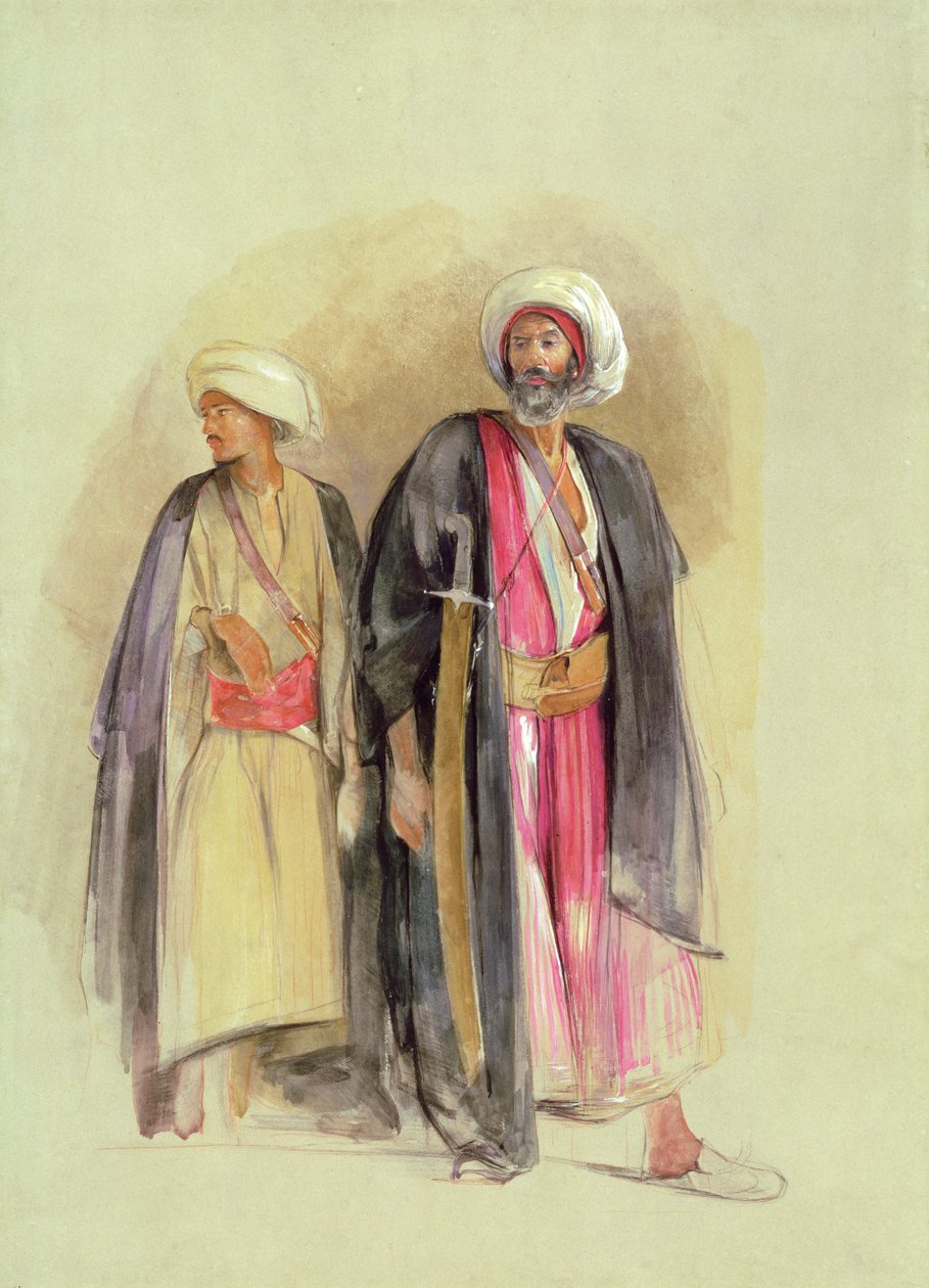 Sheik Hussein av Gebel Tor og hans sønn, ca. 1842-43 (wc, gouache, kritt og grafitt på papir) av John Frederick Lewis