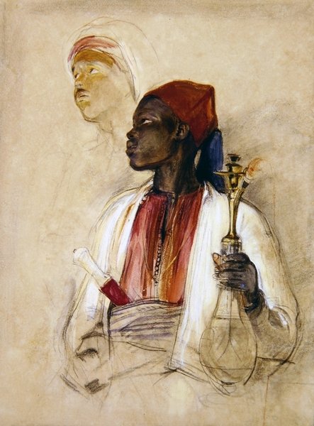 Study for the Pipe Bearer, ca. 1856 (akvarell på papir) av John Frederick Lewis