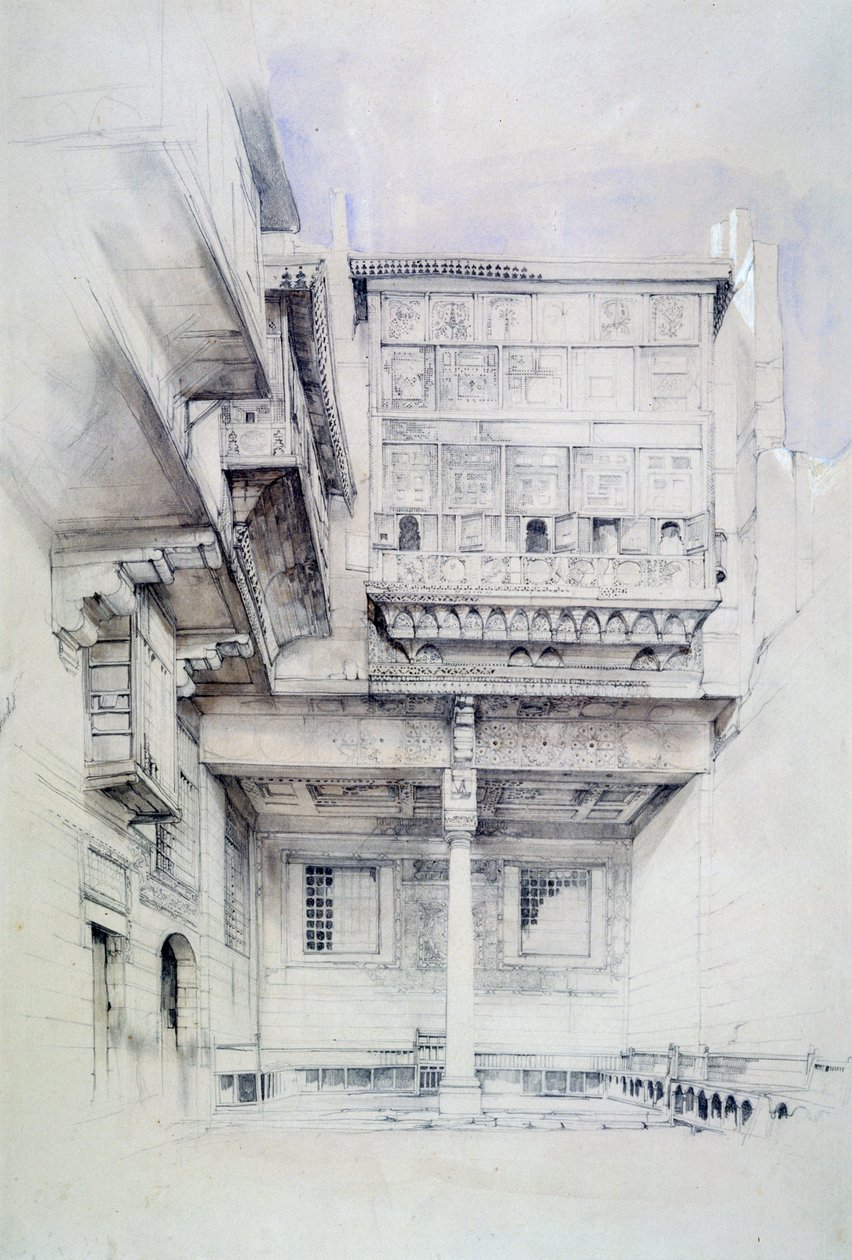 Court of the House of the Artist, Kairo, Egypt, 1800-tallet av John Frederick Lewis