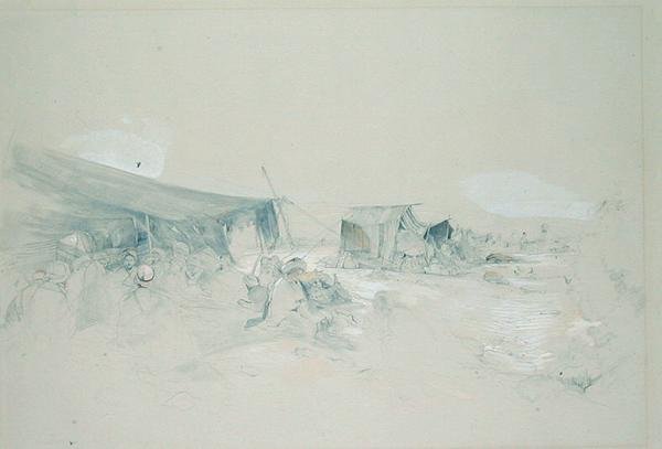 Ørkenen på Sinai-fjellet (blyant og gouache på papir) av John Frederick Lewis