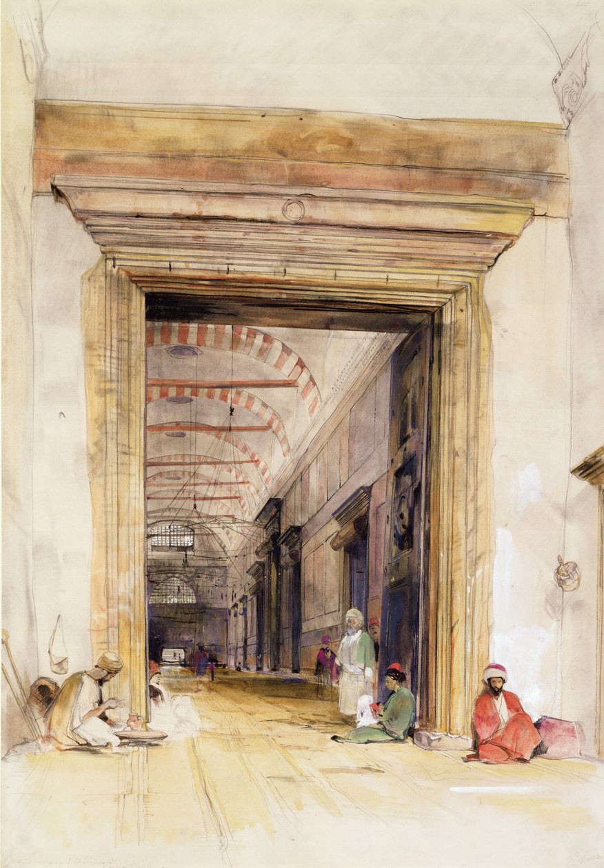 Den store døråpningen til moskeen Santa Sophia, Konstantinopel (wc over blyant forhøyet med kroppsfarge) av John Frederick Lewis