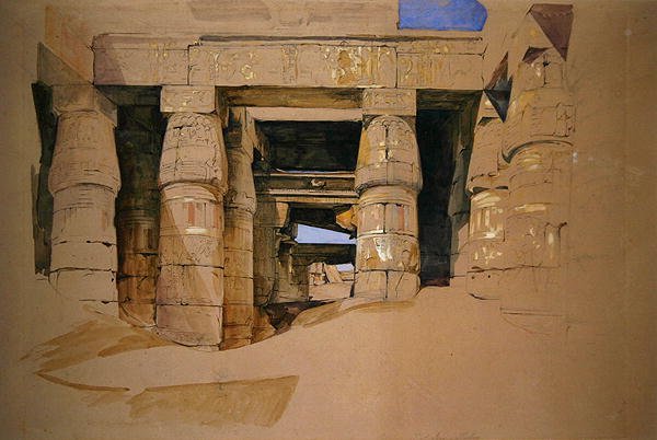 The Temple of Isis (blyant og akvarell på papir) av John Frederick Lewis