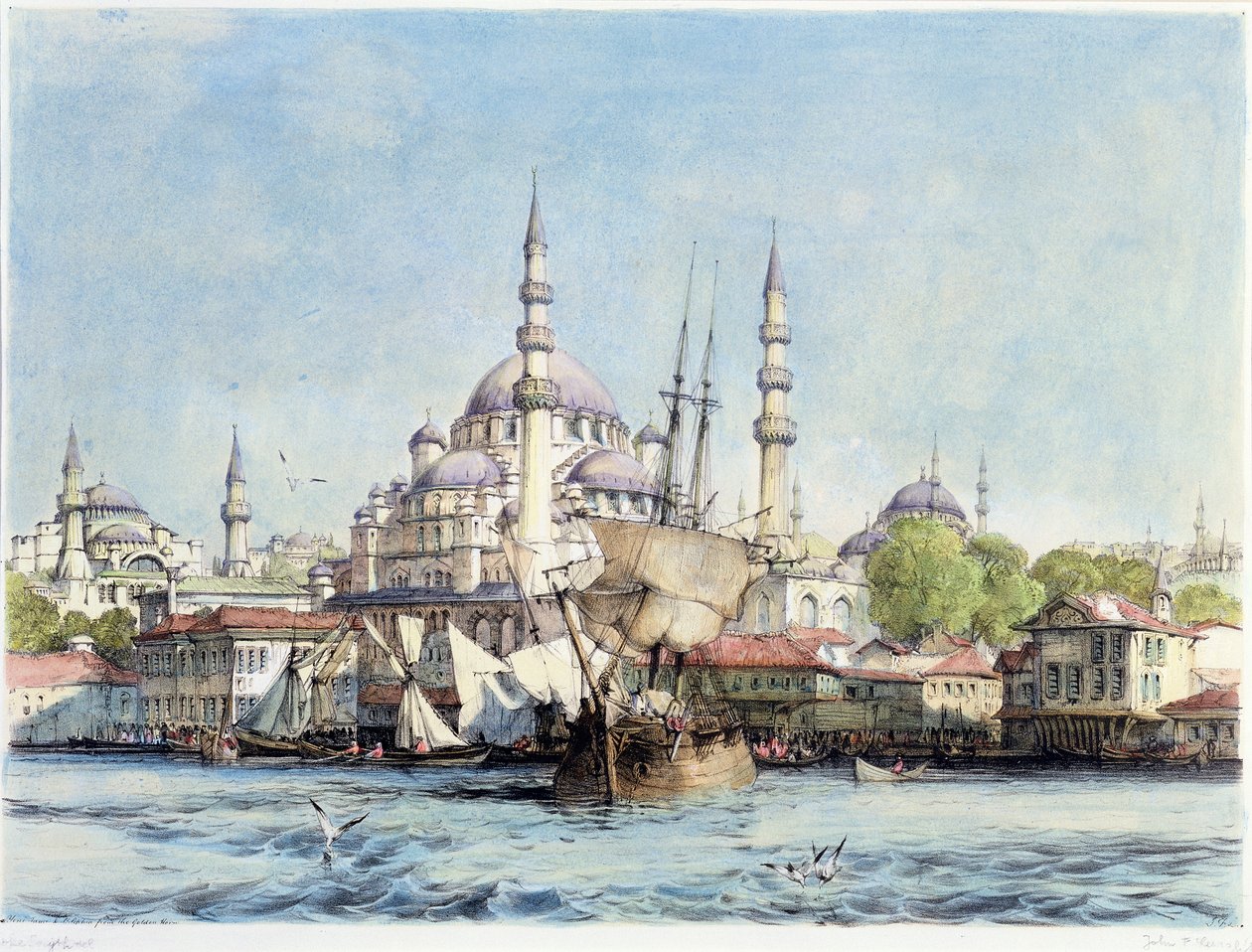 Yeni Jami og St. Sophia fra Golden Horn, plate 9 fra 