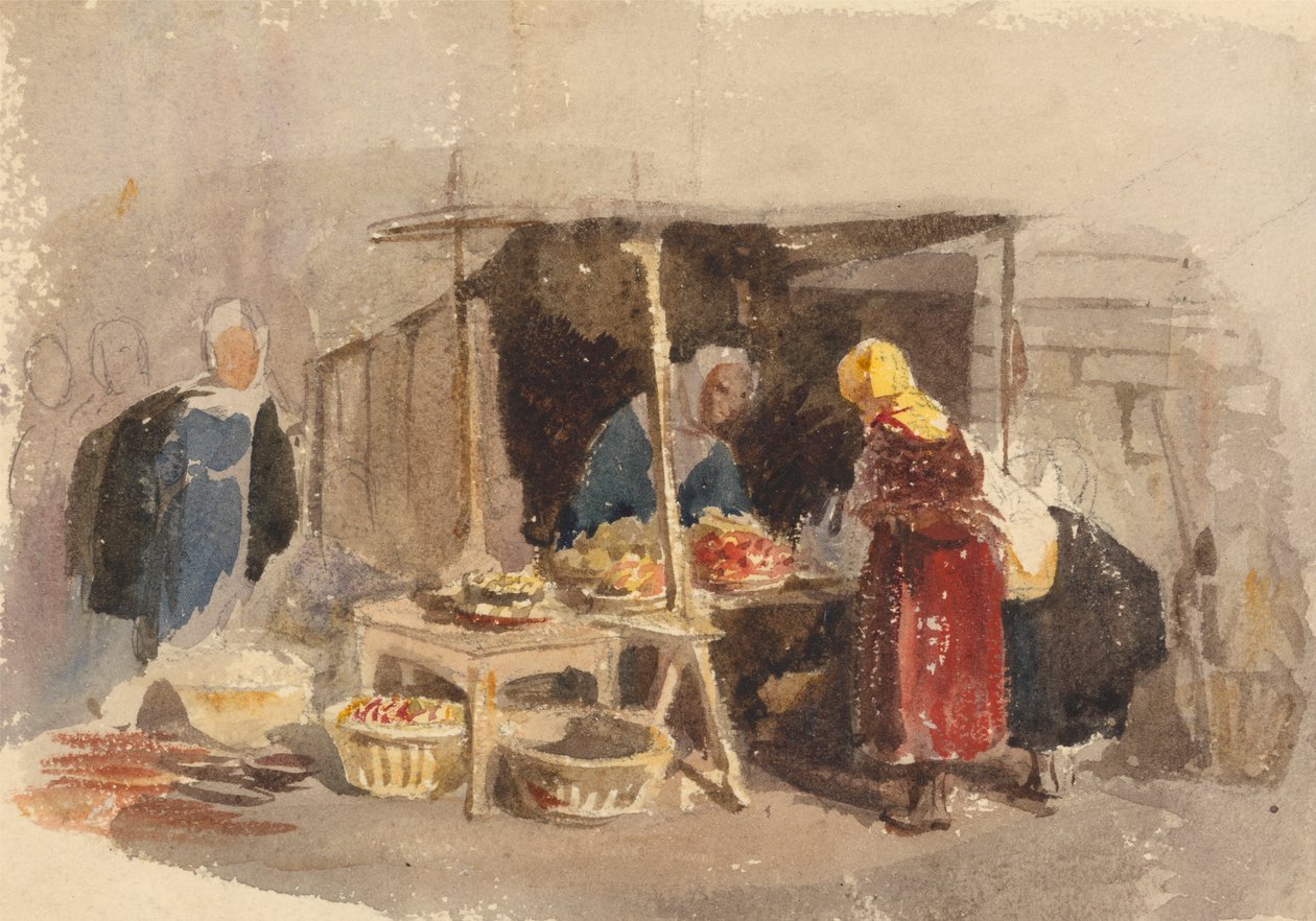 En fruktbod på et marked av John Frederick Tayler