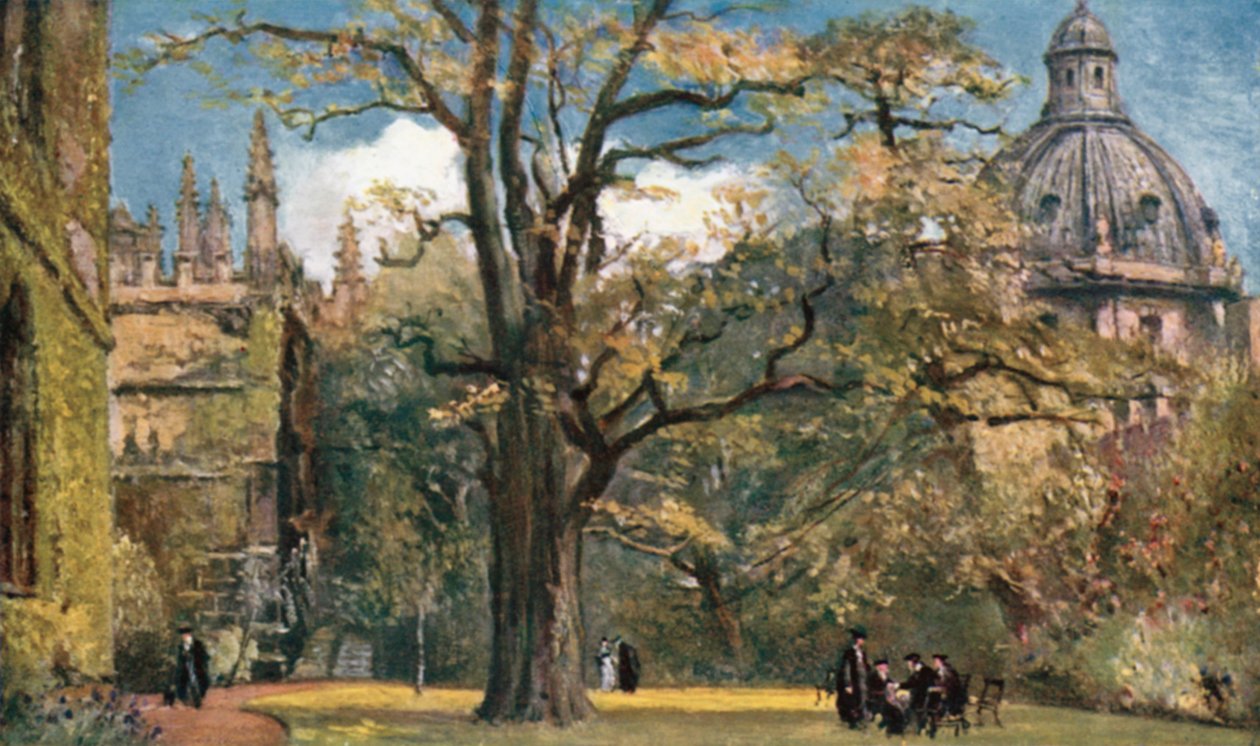 Fellows#39; Garden, Exeter College (fargelitografi) av John Fulleylove
